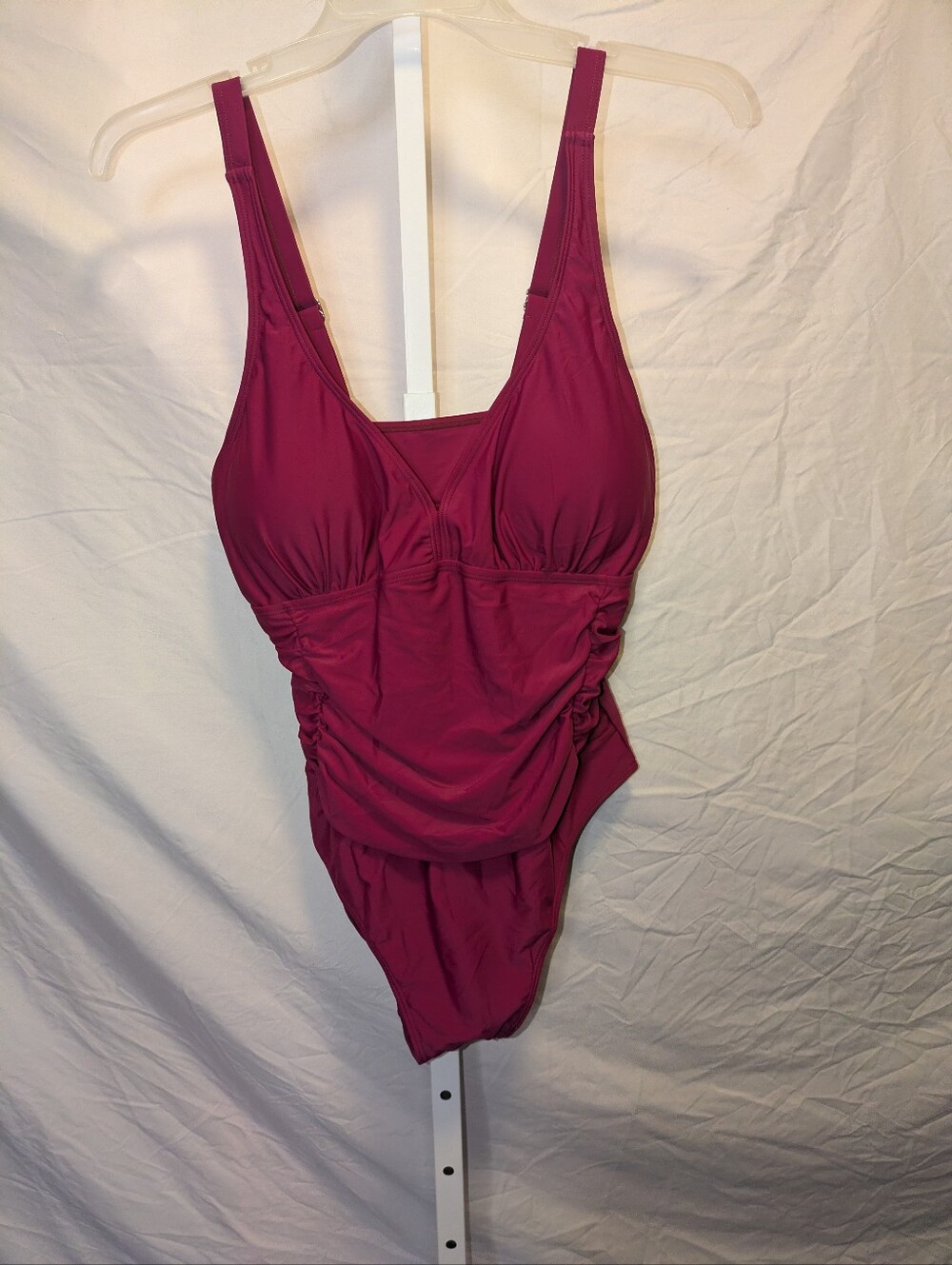 NWT Huichang Magenta Ruched Tummy Control One-Piece Swimsuit - XXL